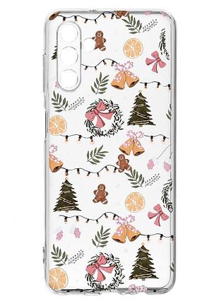 Прозрачный чехол на samsung a04s/a13 5g новогодний фон (принт 425)