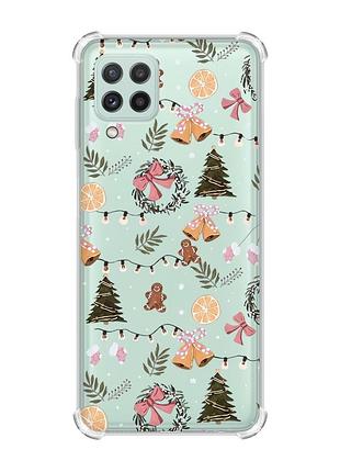Чехол с утолщёнными углами на samsung galaxy a22 5g / a22s 5g новогодний фон (принт 425)