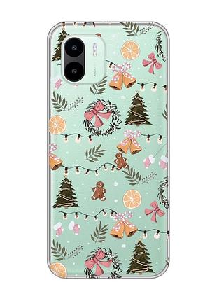 Прозорий чохол на xiaomi redmi a1 новорічний фон (принт 425)