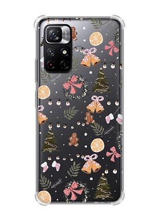Чохол з потовщеними кутами на xiaomi redmi note 11 5g новорічний фон (принт 425)