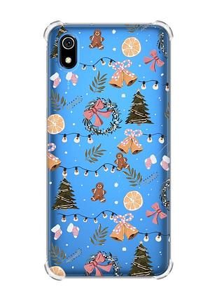 Чохол з потовщеними кутами для xiaomi redmi 7a новорічний фон (принт 425)