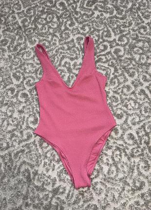 Купальник жіночий рожевий h&m 34 xs суцільний