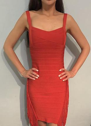 Herve leger оригінальна бандажна сукня з бахромою, s