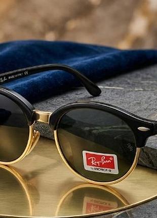 Стильные детские солнцезащитные очки ray-ban в классическом исполнении. модель: rb009 (серия clubround / палитра c1) классические темные линзы (оттенок g-15)