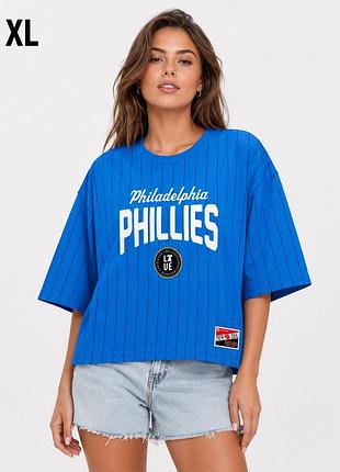Жіноча оверсайз футболка new era philadelphia phillies xl, блакитна, mlb
