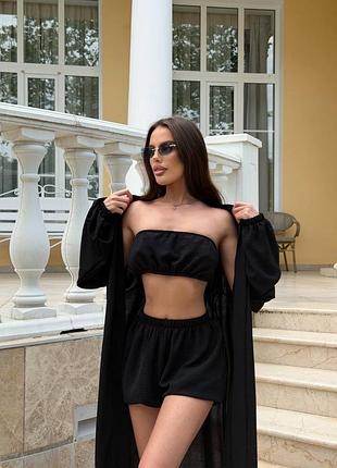 Жіночий костюм трійка з шортами