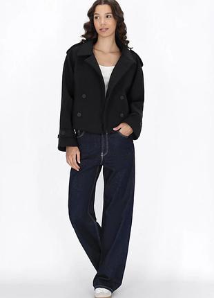 Жіноче двубортне укорочене пальто оверсайз h&m divided