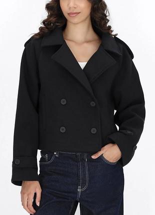 Жіноче двубортне укорочене пальто оверсайз h&m divided