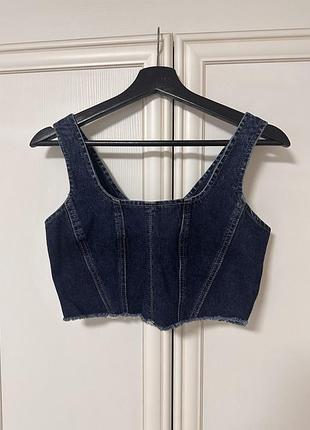 Adl - джинсовий короткий топ / xs - s / 100% cotton
