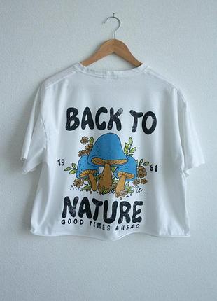 Футболка укороченная с принтом грибы back to nature
