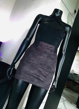 Мини-юбка trf zara из искусственной замши, размер s
