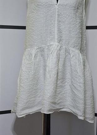 Женское белое мини платье на подкладке лен в составе, размер 44 бренд h&amp;m