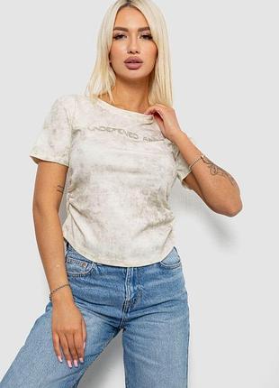Футболка женская с принтом -уценка, цвет кремовый, 221r3309-u-5