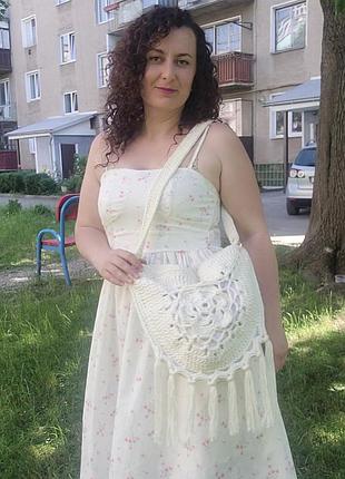 Стильна в'язана сумочка з бахромою