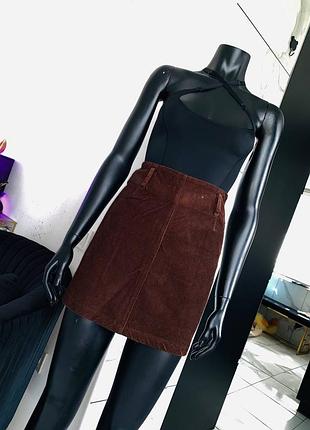 Коричневая вельветовая мини-юбка denim co., размер uk 12 (l)