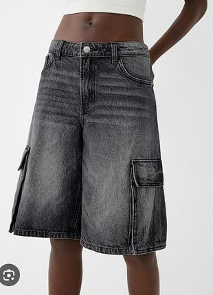 Джинсовые шорты багги карго bershka р eur 40.usa 08.mex 30 ( м-l)