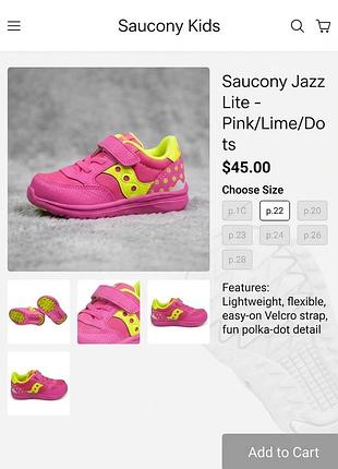 Яркие кроссовки saucony baby jazz lite (pink monster), р. 22 (13.5–14 см)