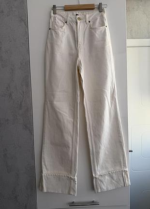 Білі джинси h&m wide high waist із широкими відворотами