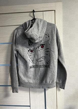 Аніме худі наруто узумакі / сіра толстовка кенгуру naruto uzumaki, розмір xs