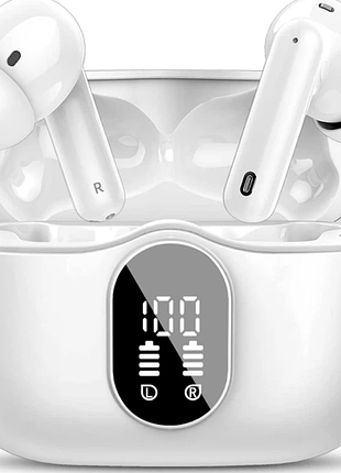Беспроводные наушники btootos a90 bluetooth 5.4, enc шумоподавление, led дисплей, ip7, белые