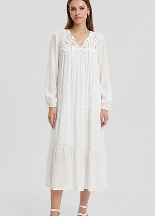 Жіноче біле плаття з натуральної тканини marks&amp;spencer