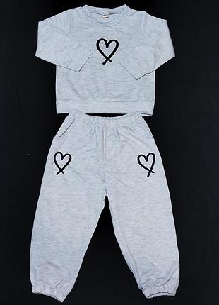 Дитячий трикотажний костюм shein із сердечками 92р 7853 в