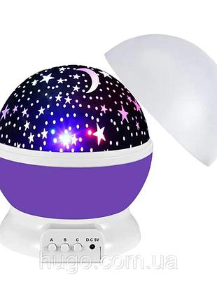 Нічник проектор зоряного неба star master у формі куля зі шнуром usb, фіолетовий