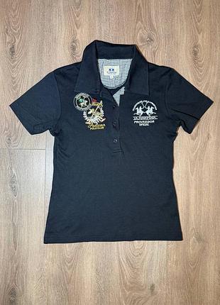 Жіноча чорна футболка поло la martina women’s polo розмір l