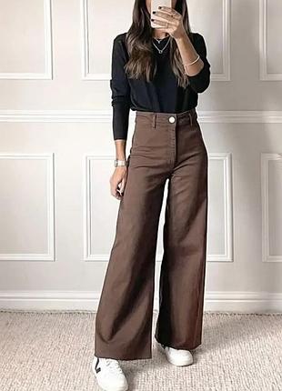Джинси шоколадного кольору marine straight zara