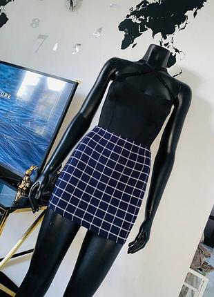Юбка мини в клетку boohoo размер uk 12