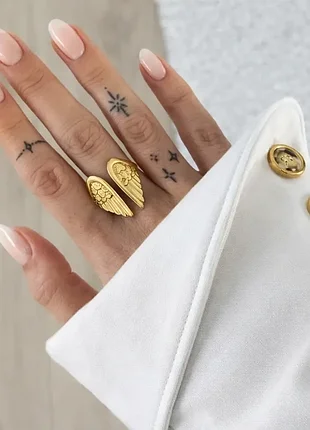 Золоте кільце ангельські крила 💛 stainless steel