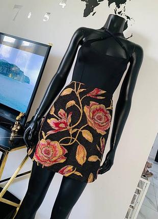 Элегантная жаккардовая юбка m&s collection с цветочным принтом (размер s)