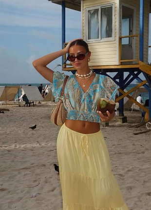 Шовк art silk 🌴 блуза miss white ☀️ кроп-топ у східний принт 🌟 бохо топ