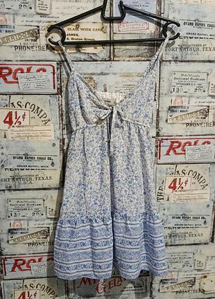 Летнее платье мини hollister babydoll с открытой спиной, размер xs-s🩵
