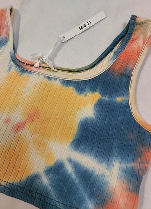 Вкорочений топ shein з принтом tie-dye 🎡🌪💿🎐