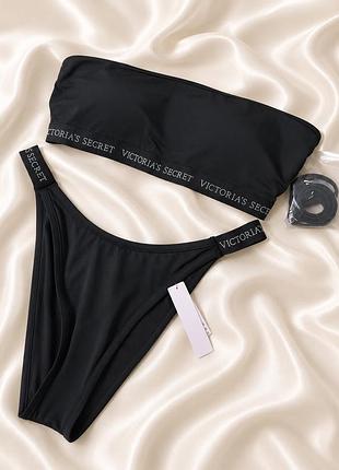 Купальник жіночий  victoria’s secret чорний бандо оригінал розмір l