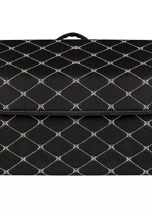 Автомобильный органайзер в багажник proove black beige эко-кожа разборная 40×30×30см