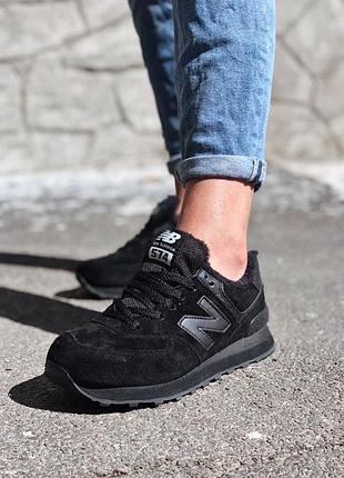 Жіночі кросівки стильні нью баланс new balance 574 total black winter 36