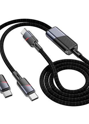 Дата кабель hoco u139 2in1 type-c to type-c/type-c 100w (1.2m) black 3