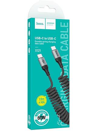 Дата кабель hoco x121 nuevo type-c to type-c 60w (1.5m) black 2