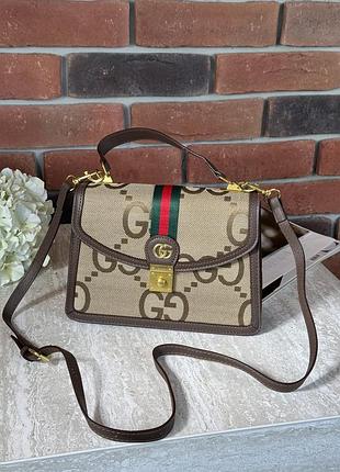 Сумка gucci ophidia web small top handle bag коричневый е.