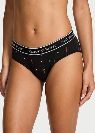 Жіночі трусики victoria's secret (28599478191) logo cotton hiphugger xs чорні