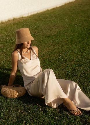 Шовковий комплект riviera 🌿 894/864, бежевий відтінок