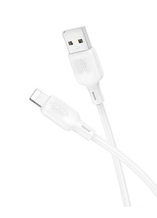 Кабель usb borofone bx113 silicone lightning 2.4a бiлий