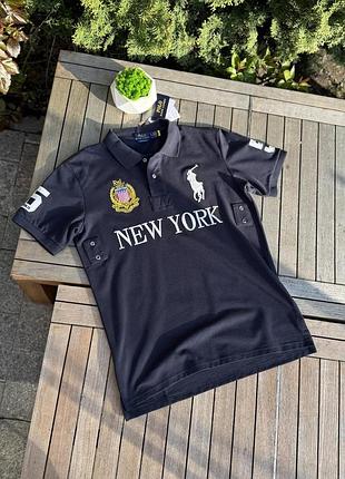 Футболка polo ralph lauren new york мужская синяя футболка polo ralph lauren new york мужская летняя повседневная (s-xl)