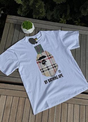 Футболка bape чоловіча біла футболка бейп чоловіча літня повсякденна