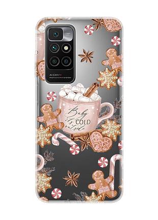 Прозорий чохол на xiaomi redmi 10/10 (2022) новорічний фон (принт 426)