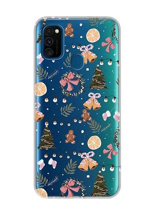 Прозорий чохол на samsung galaxy m30s/m21 новорічний фон (принт 425)