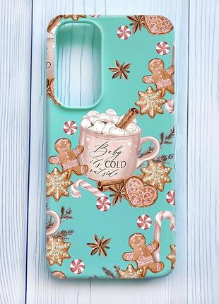 Матовый бирюзовый чехол на samsung galaxy s24 fe новогодний фон (принт 426)
