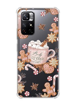 Чехол с утолщёнными углами для xiaomi redmi note 11 5g новогодний фон (принт 426)